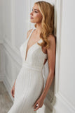 Adrianna Papell platinum beaded gown 