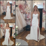 Strapless crepe wedding dress with side slit off the peg Waterford Ireland