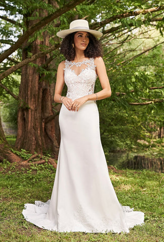 Lillian West 66236 UK 12 crepe wedding dress sample Waterford