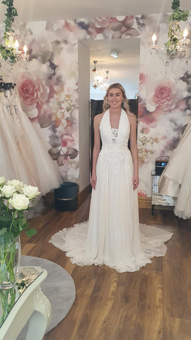 Annouska G Couture Aphrodite chiffon designer wedding dress UK 10 off the rack sale Ireland