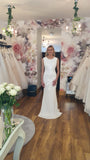 David Fielden crepe round neck designer wedding dress off the rack Ireland