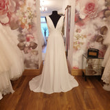David Fielden simple crepe wedding dress