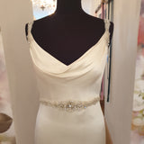 Lusan Mandongus sample wedding dress 2095 slinky sheath gown backless vintage glamour