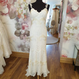 Claire Pettibone Dakota champagne and ivory wedding dress size UK 8