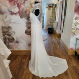 Nicole Milano 19495 crepe and lace sample wedding dress