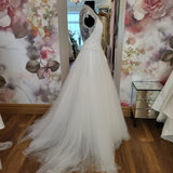 David Fielden designer tulle and lace cap sleeve wedding dress UK 10-12