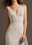 Pronovias Askella UK 10 designer crepe and lace bridal gown off the rack Ireland