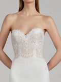 Pronovias Mesina UK 10 crepe and lace bridalgown  off the peg Waterfore