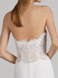 Pronovias Mesina crepe and lace wedding dress sample to buy online