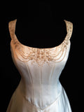 White rose vintage duchess satin ballgown with straps