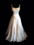 White rose vintage duchess satin ballgown with straps