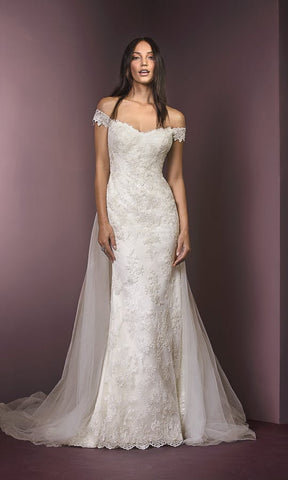Ellis Bridals '11476' UK 12 deatachable train lace mermaid sample sale wedding dress